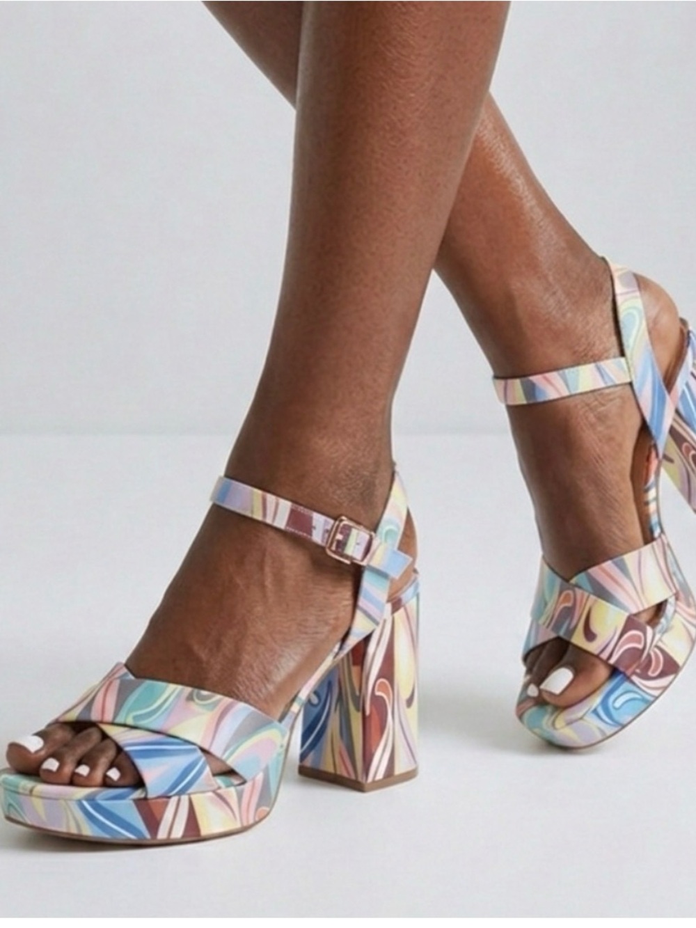 Gianni Bini Pastel Swirl Platform Sandals